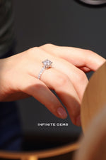 Round Lab Diamond Solitaire Ring - Pavé Setting