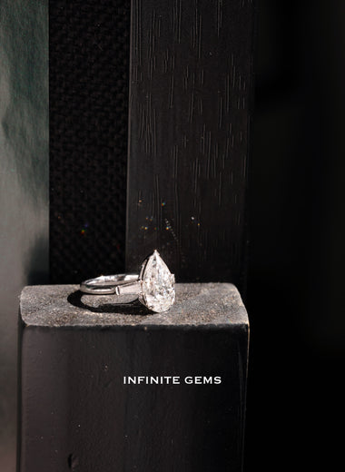 Pear Shape Ring - Tapered Baguette 3 Stone Setting - Infinite Gems Limited