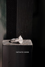Pear Shape Ring - Tapered Baguette 3 Stone Setting