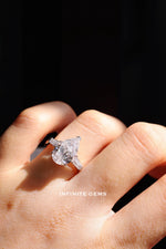 Pear Shape Ring - Tapered Baguette 3 Stone Setting