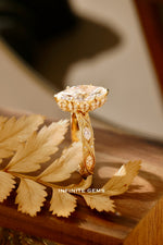 Marquise Cut Lab Diamond Ring - Hand-Engraved Vintage Setting