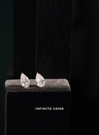 Pear Shape Lab Grown Diamond Stud Earrings - 3-Prong Setting - Infinite Gems Limited
