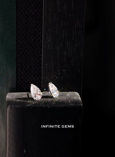 Pear Shape Lab Grown Diamond Stud Earrings - 3-Prong Setting - Infinite Gems Limited