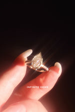 Step Cut Pear Lab Grown Diamond Ring - Double Bezel Setting