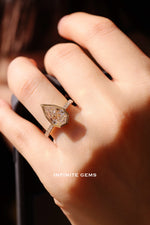 Step Cut Pear Lab Grown Diamond Ring - Double Bezel Setting