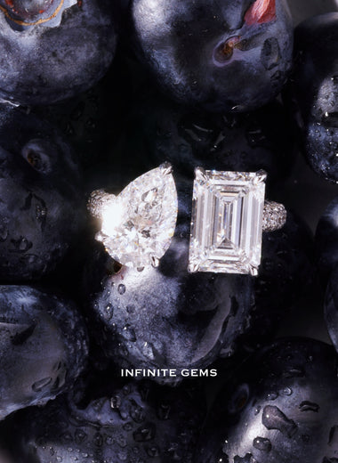 Pear & Emerald Cut Toi et Moi Ring - Two Stone Pavé Setting - Infinite Gems Limited