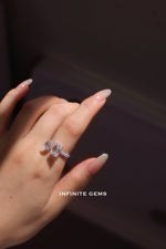 Pear & Emerald Cut Toi et Moi Ring - Two Stone Pavé Setting