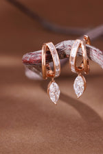 Marquise Drop Huggie Earrings - Baguette Hoop Setting