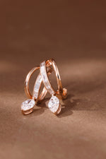 Marquise Drop Huggie Earrings - Baguette Hoop Setting