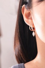 Marquise Drop Huggie Earrings - Baguette Hoop Setting