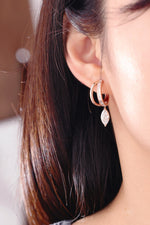 Marquise Drop Huggie Earrings - Baguette Hoop Setting