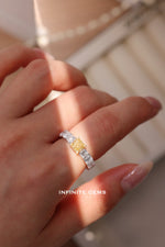 Fancy Colour Cushion Lab Diamond Full Eternity Ring - Infinite Gems Limited