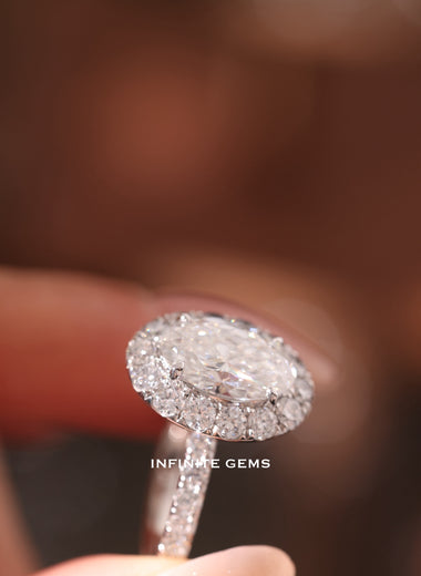 Oval Shape Ring - Nonuniform Halo Setting - Infinite Gems Limited