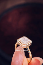 Asscher Cut Lab Diamond Solitaire Ring - Bezel Setting