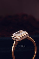 Asscher Cut Lab Diamond Solitaire Ring - Bezel Setting