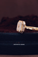 Asscher Cut Lab Diamond Solitaire Ring - Bezel Setting