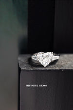 Heart Shape Ring - Tapered Baguette 3 Stone Setting