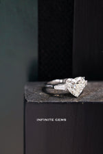Heart Shape Ring - Tapered Baguette 3 Stone Setting