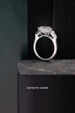 Heart Shape Ring - Tapered Baguette 3 Stone Setting