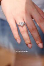 Heart Shape Ring - Tapered Baguette 3 Stone Setting