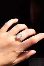 Oval Shape Ring - Pear Side Stone 3 Stone Setting