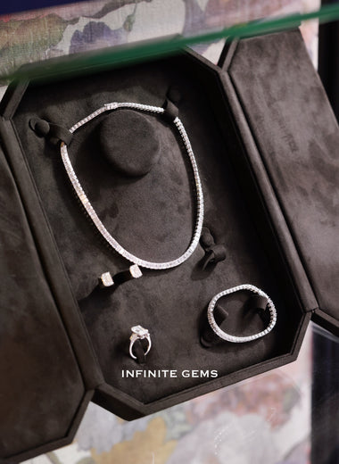 Emerald Cut Lab Diamond Tennis Necklace - Infinite Gems Limited