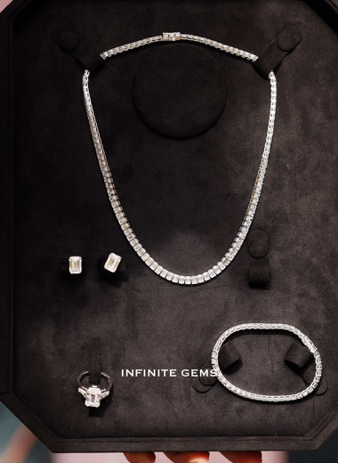 Emerald Cut Lab Diamond Tennis Necklace - Infinite Gems Limited