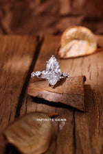 Marquise Shape Ring - Fancy Half Pavé Setting - Infinite Gems Limited