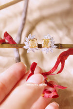 Fancy Yellow Halo Cluster Earrings Setting - Infinite Gems Limited