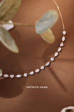 Multi-Shape Lab Diamond Half Tennis Necklace