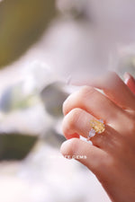 Fancy Yellow Pear Shape Ring - Three Stone Classic Setting - Infinite Gems Limited