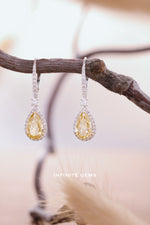Fancy Yellow Halo Drop Earrings Setting - Infinite Gems Limited