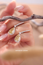 Fancy Yellow Halo Drop Earrings Setting - Infinite Gems Limited
