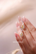 Fancy Yellow Halo Drop Earrings Setting - Infinite Gems Limited