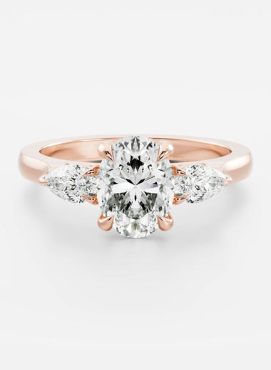Oval Lab Diamond Trilogy Ring - Pear Diamond - Infinite Gems Limited