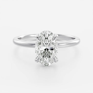 Oval Lab Diamond Solitaire Ring - High Setting - Infinite Gems Limited