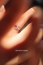 Burma Pigeon Blood Ruby Oval Halo Ring - Infinite Gems Limited