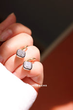 Cushion Shape Drop Earrings ( without Huggies ) set in Georgian Button Back - Infinite Gems Limited