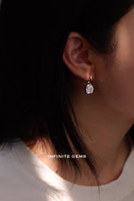 Cushion Shape Drop Earrings ( without Huggies ) set in Georgian Button Back - Infinite Gems Limited