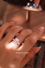 Emerald Shape Ring - Tapered Baguette 3 Stone Setting - Infinite Gems Limited