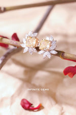 Fancy Yellow Halo Cluster Earrings Setting - Infinite Gems Limited