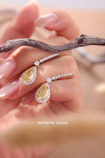 Fancy Yellow Halo Drop Earrings Setting - Infinite Gems Limited