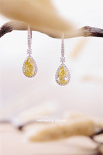 Fancy Yellow Halo Drop Earrings Setting - Infinite Gems Limited