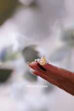 Fancy Yellow Pear Shape Ring - Three Stone Classic Setting - Infinite Gems Limited