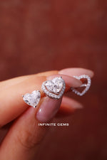 Heart Shape Detachable Halo Earrings - Infinite Gems Limited