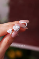 Heart Shape Detachable Halo Earrings - Infinite Gems Limited