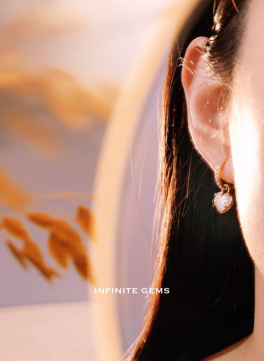 Heart Shape Drop Earrings ( wihtout Huggies ) - Infinite Gems Limited