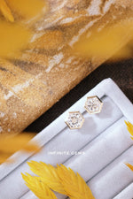 Hexangonal Shape Stud Earrings - Bezel Setting - Infinite Gems Limited