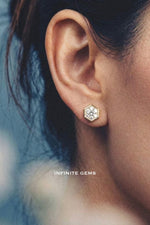 Hexangonal Shape Stud Earrings - Bezel Setting - Infinite Gems Limited