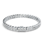 Emerald Cut Lab Grown Diamond Bezel Tennis Bracelet - Infinite Gems Limited
